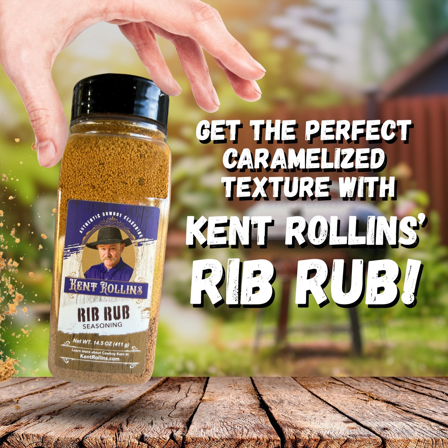Kent Rollins Rib Rub Seasoning, Gluten Free, 13 oz, Ideal for Ribs, Pork, Chicken, Shrimp & Other Meat