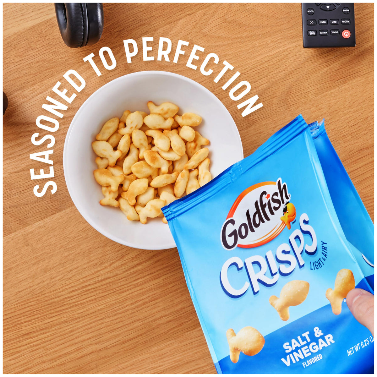 Goldfish Crisps Salt & Vinegar Flavored Baked Chip Cracker Snacks, 6.25 Oz Bag (Pack of 2)