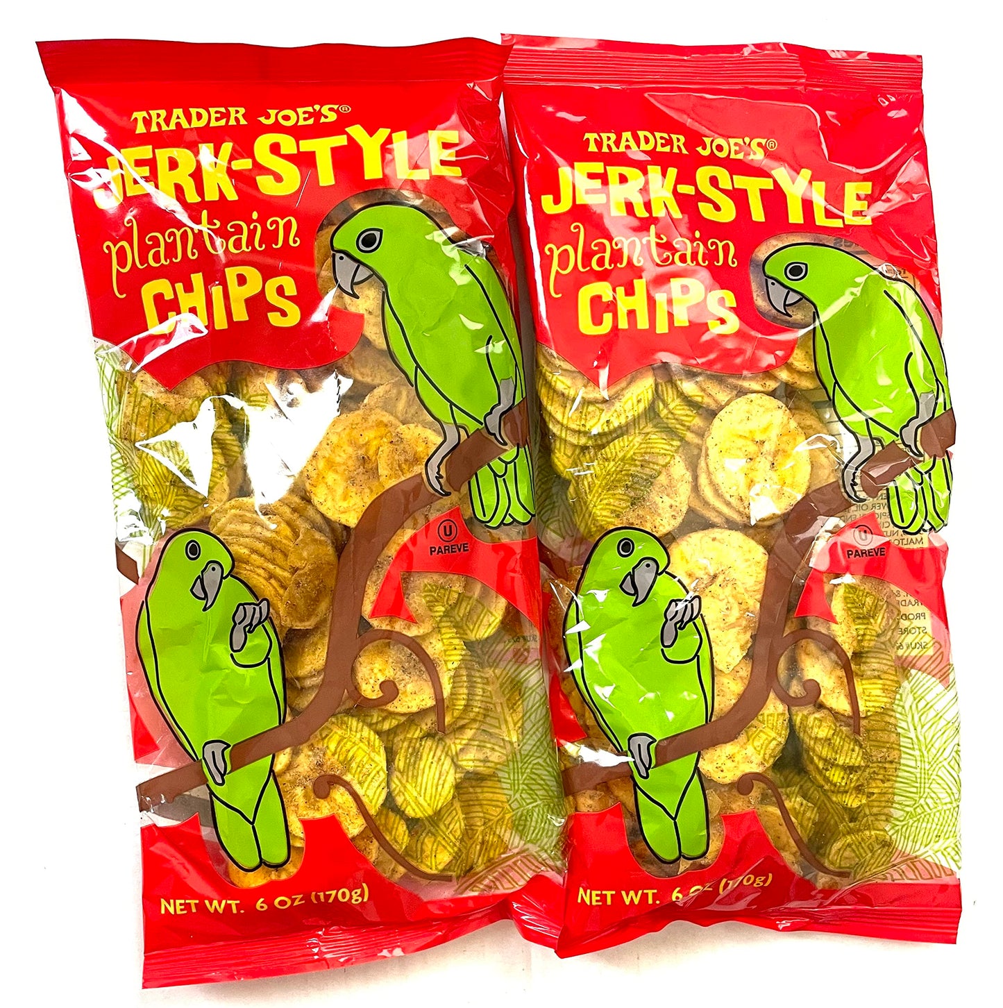 Trader Joes Jerk-Style Plantain Chips - NET WT 6OZ - 2 PACK