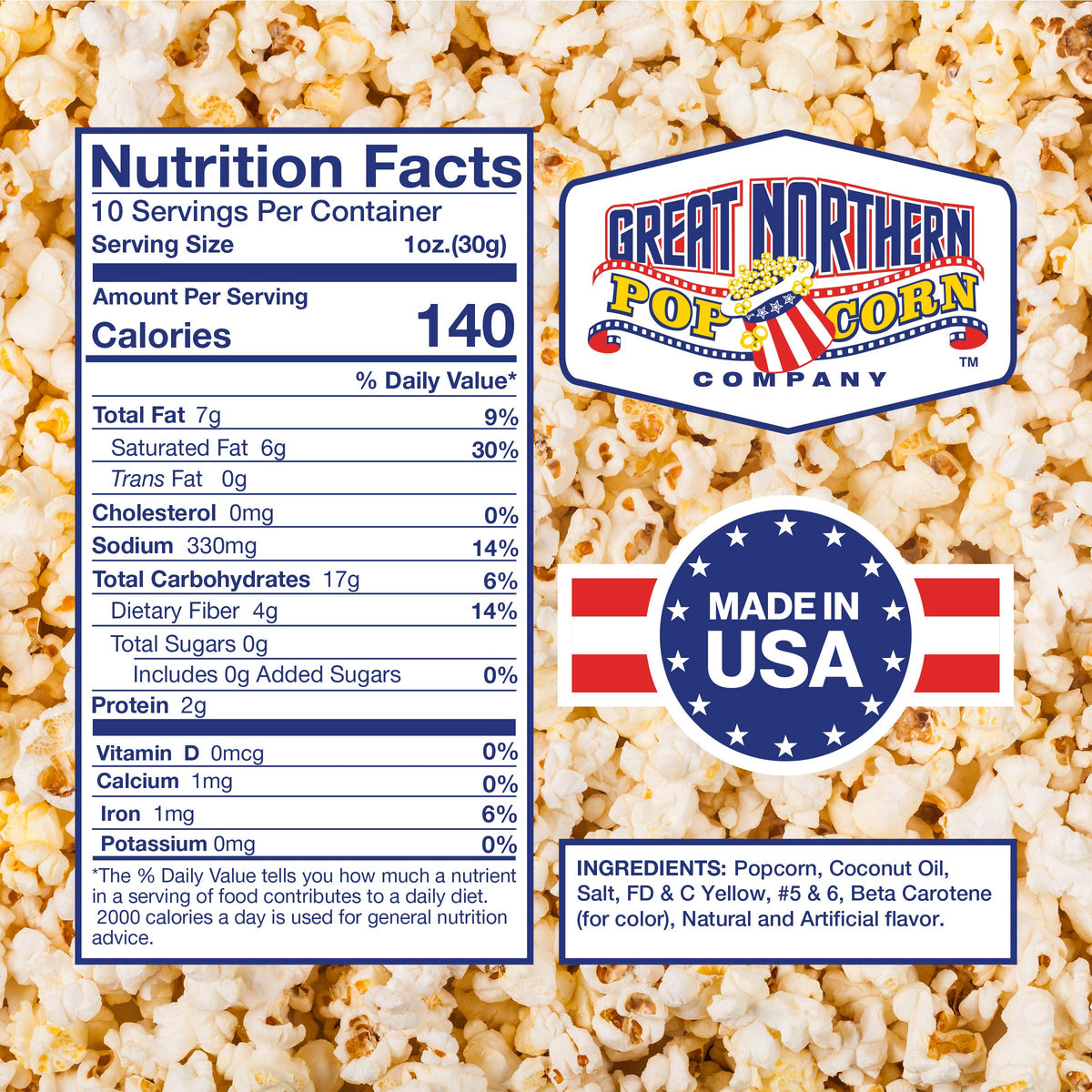 Great Northern Popcorn 10oz Popcorn Machine Packets - Movie Theater Style, 24 Count