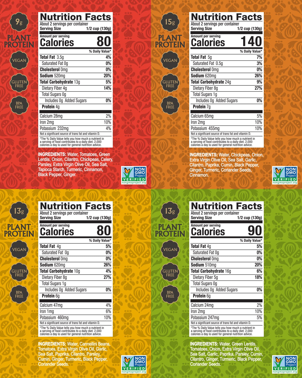 Mina Moroccan Lentils, Chickpeas, White Beans & Harira - Healthy Snacks Variety Pack Of 8 (10 Oz), Lentils Ready To Eat, Vegan Protein, Gluten-Free Instant Food, Microwave Meals, Non-Gmo, Kosher