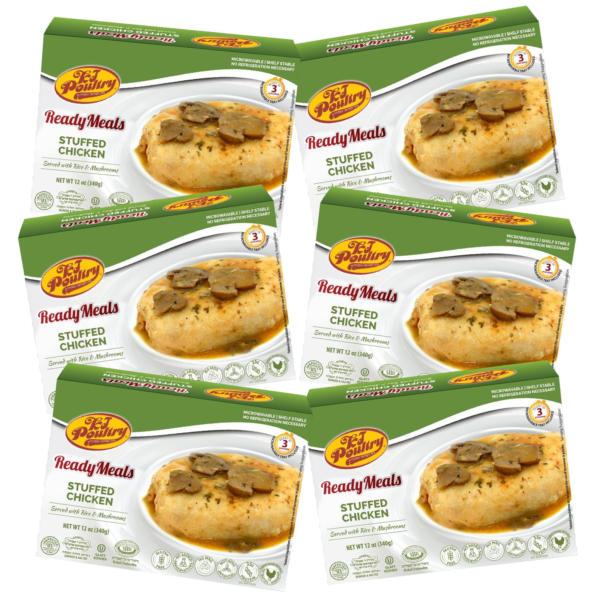 Kosher Stuffed Chicken Breast Rice, Mre Meat Meals Ready To Eat, Gluten Free (6 Pack) Prepared Entree Fully Cooked, Shelf Stable