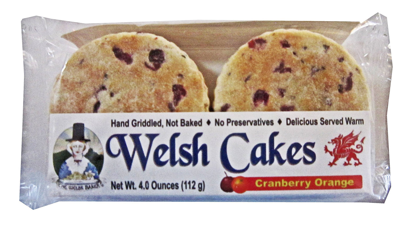The Welsh Baker Welsh Cakes Variety Box - 2 Flavors (Currant & Cranberry Orange) - 8 Total Cakes - 4 Ounce Packs (Pack of 2)