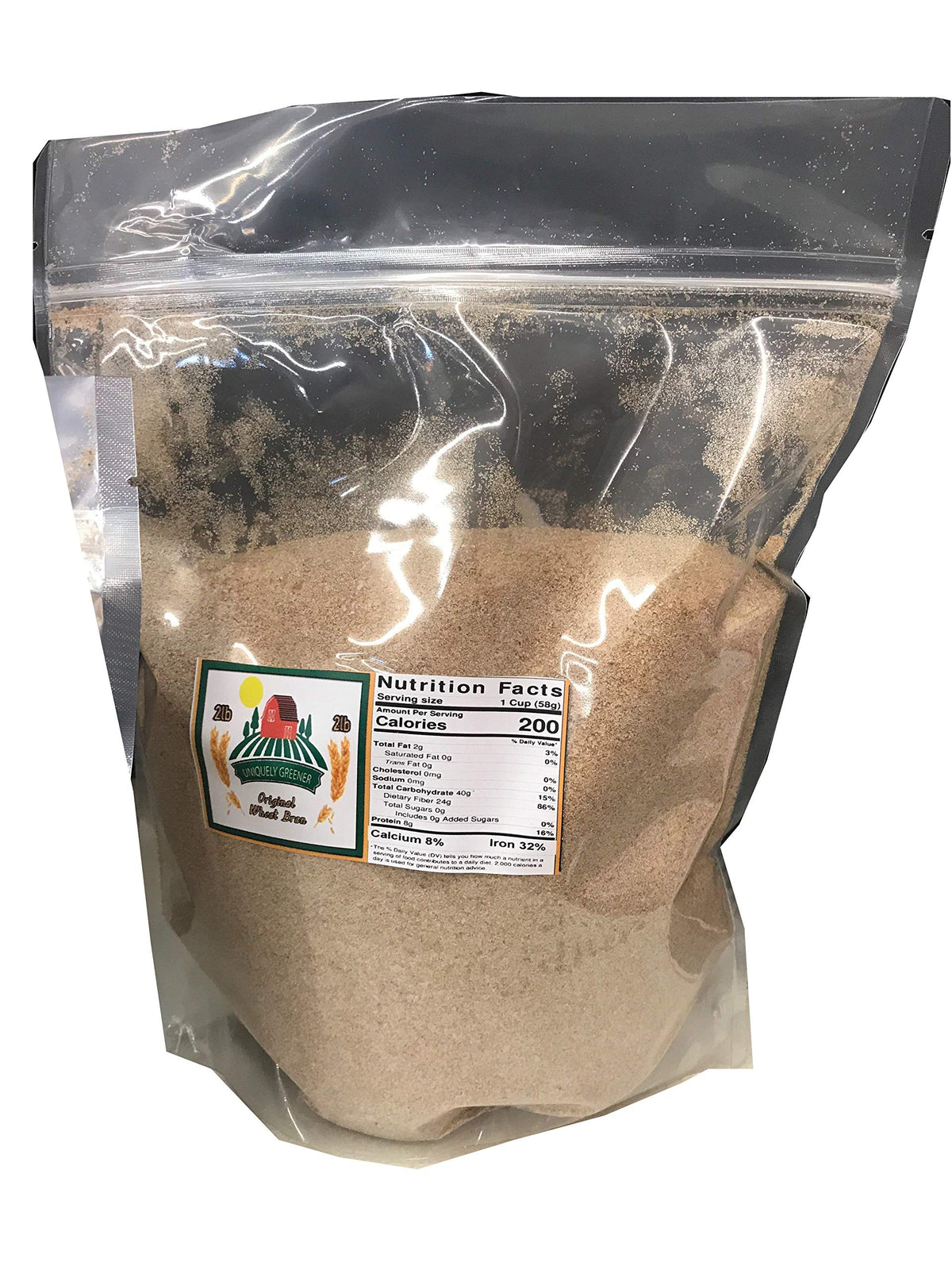 Uniquely Greener Wheat Bran (2 Pounds) - Non-Gmo, All-Natural, Unprocessed Bran From Freshly Stone-Milled Wheat