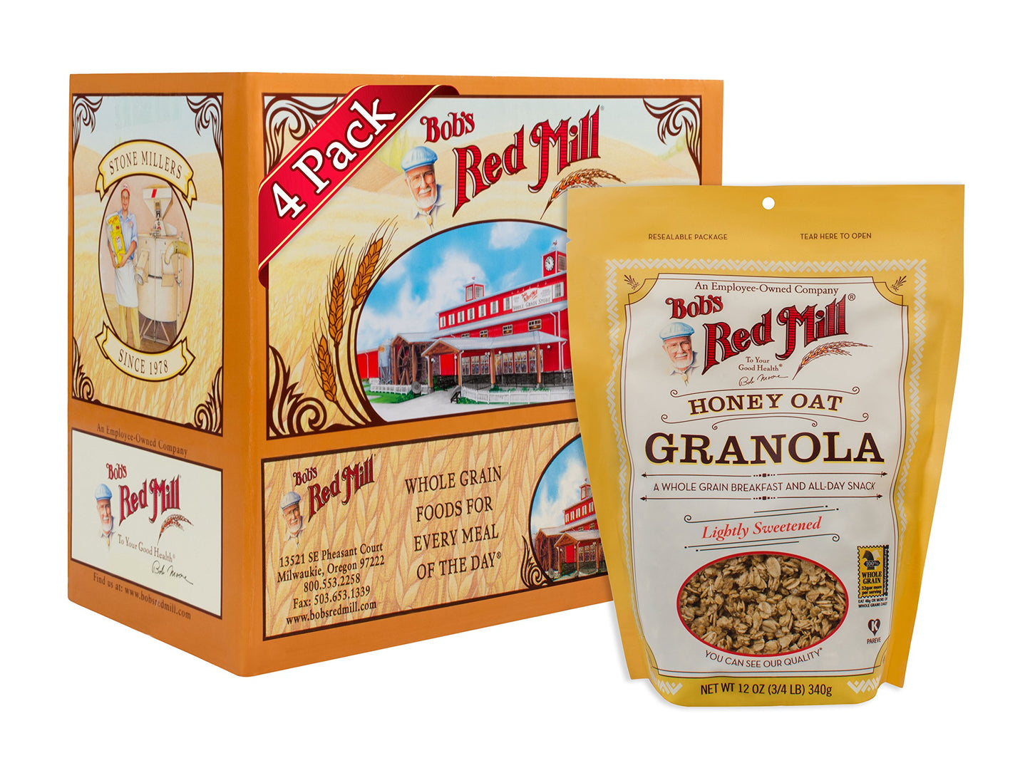 Bobs Red Mill Cereal Granola Honey Oat, 12 Oz