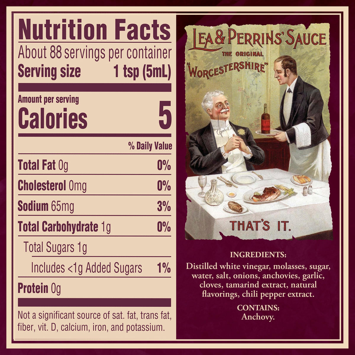 Lea & Perrins Worcestershire Sauce, 15 fl oz Bottle, Original Flavor