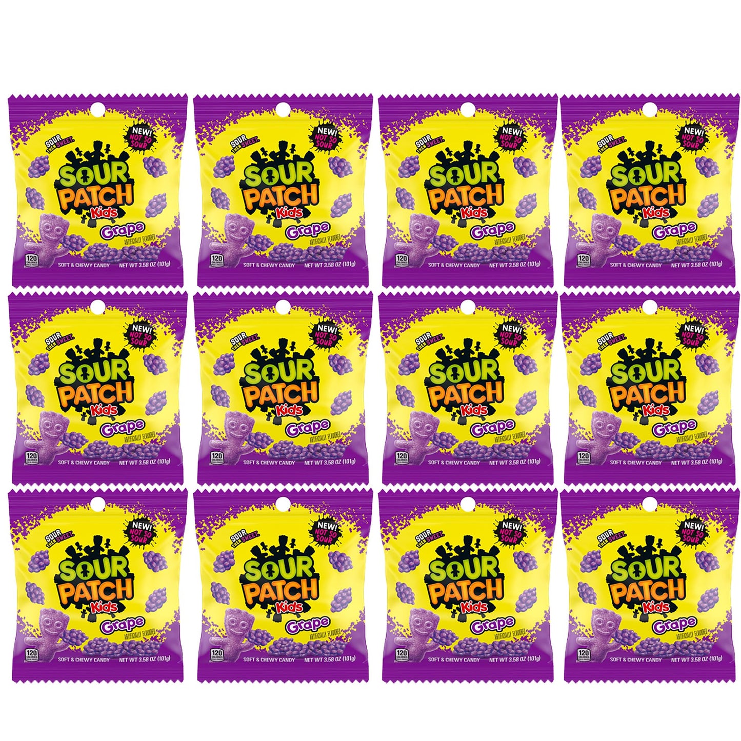 SourPatch Kids Grape, 3.58 Ounce Bags (Pack of 12)
