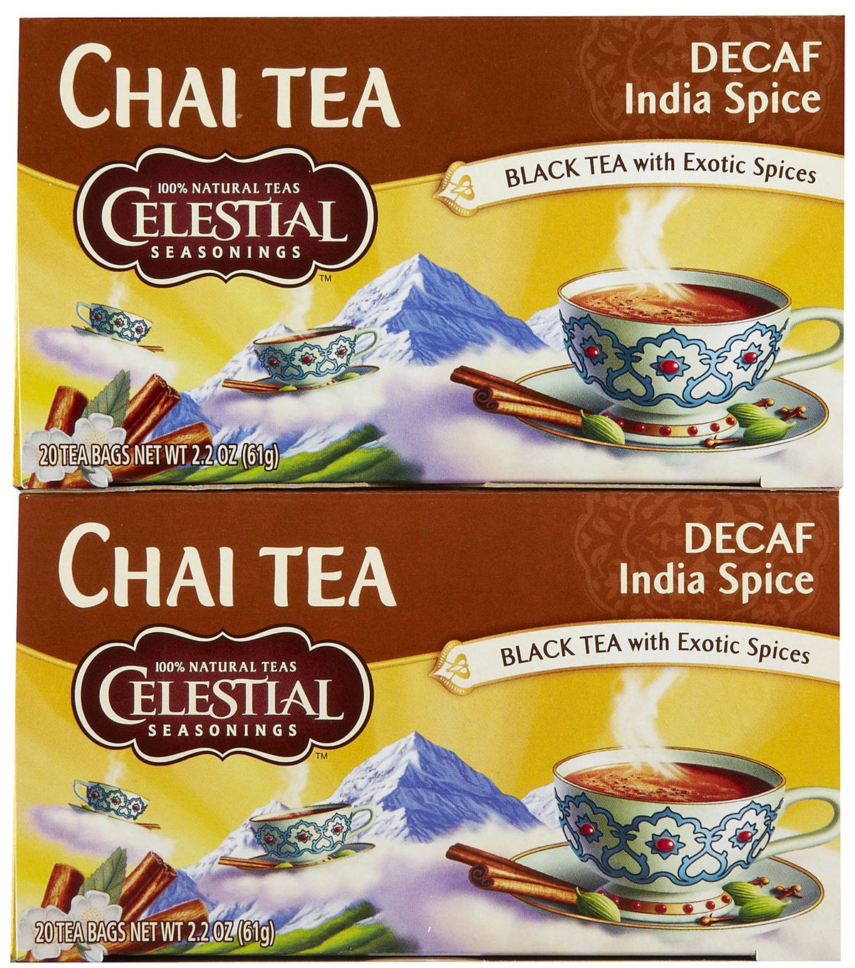 CELESTIAL SEASONINGS CHAI,ORIGINAL,INDIA DECAF, 20 BAG