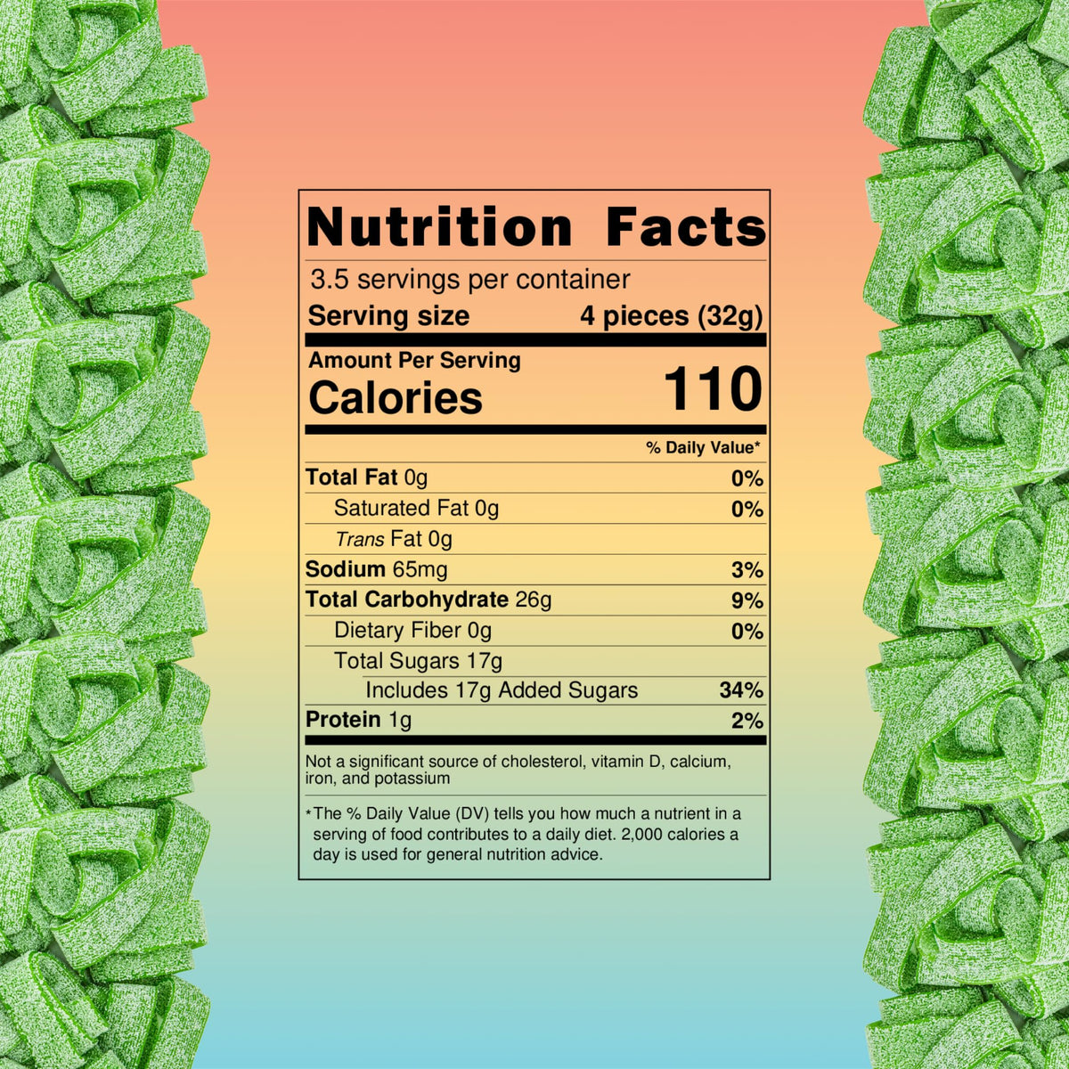 Sour Tooth Sour Gummy Belts Candy 4 Ounce (Watermelon, 6 Pack)