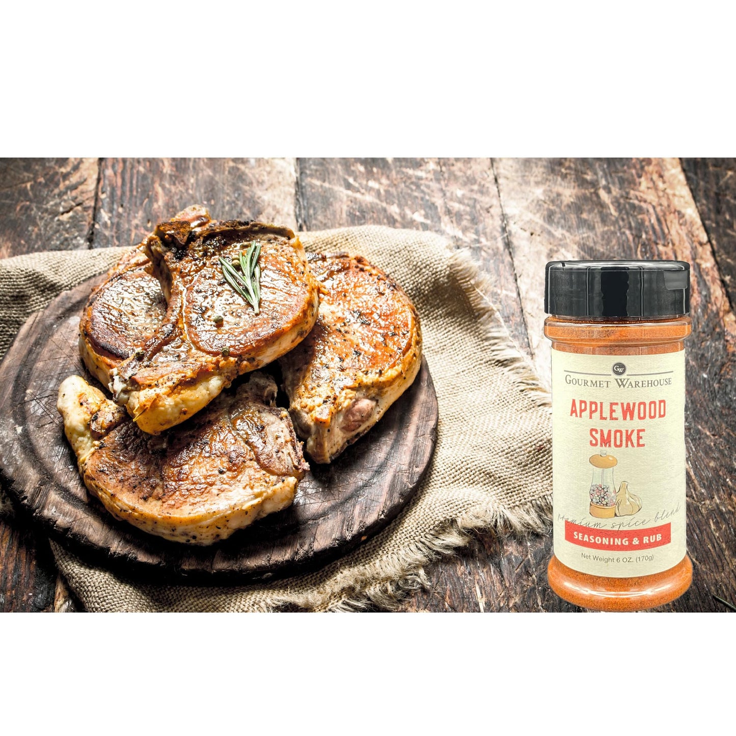 Gourmet Warehouse Applewood Smoke Spice Rub, 6 ozs, 3 Pack - No MSG, No HFCS