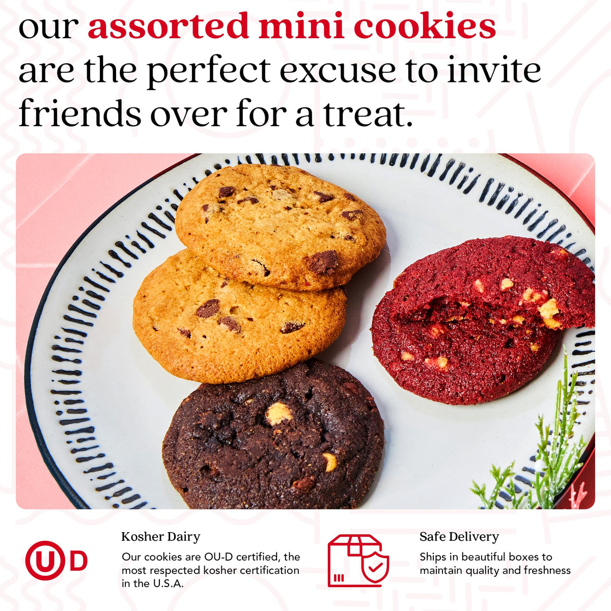 Davids Cookies Fresh-Baked Sweet Sampler Mini Bites Tin - 14oz Assorted Mini Cookies with Chocolate Chip, Chocolate & White Cho