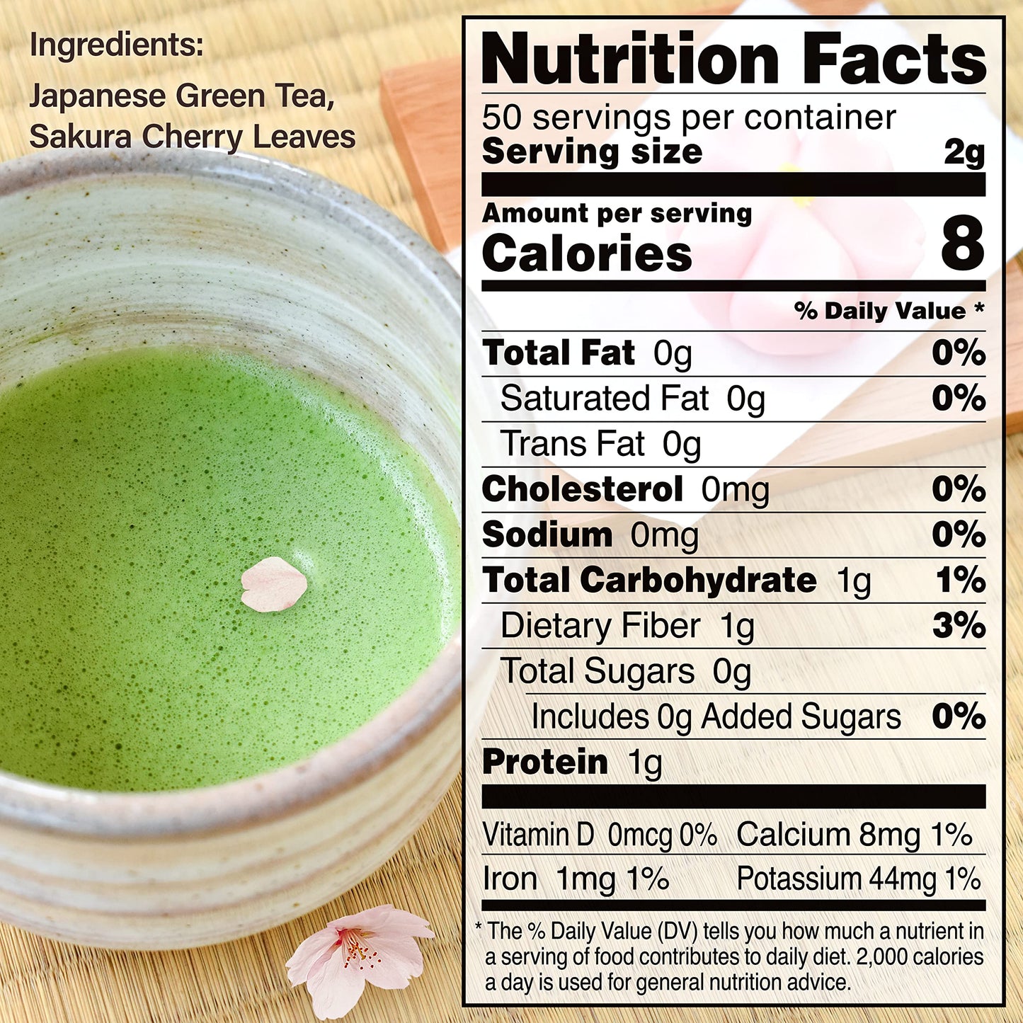 chaganju Japanese Matcha with Sakura Tea, Refreshing Aroma of Matcha and Cherry Blossoms, Great for Baking, Culinary Grade, Made