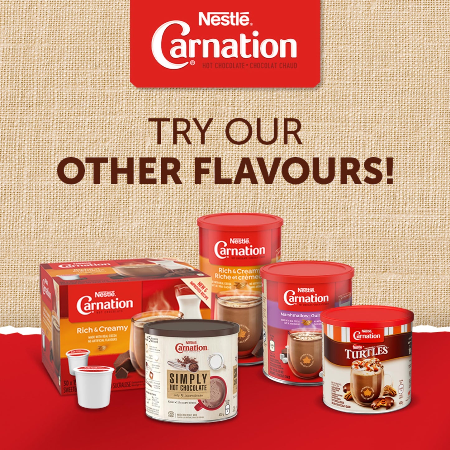CARNATION Nestle Rich and Creamy Hot Chocolate, 1.7kg/3.7lbs, Canister, Imported from Canada)