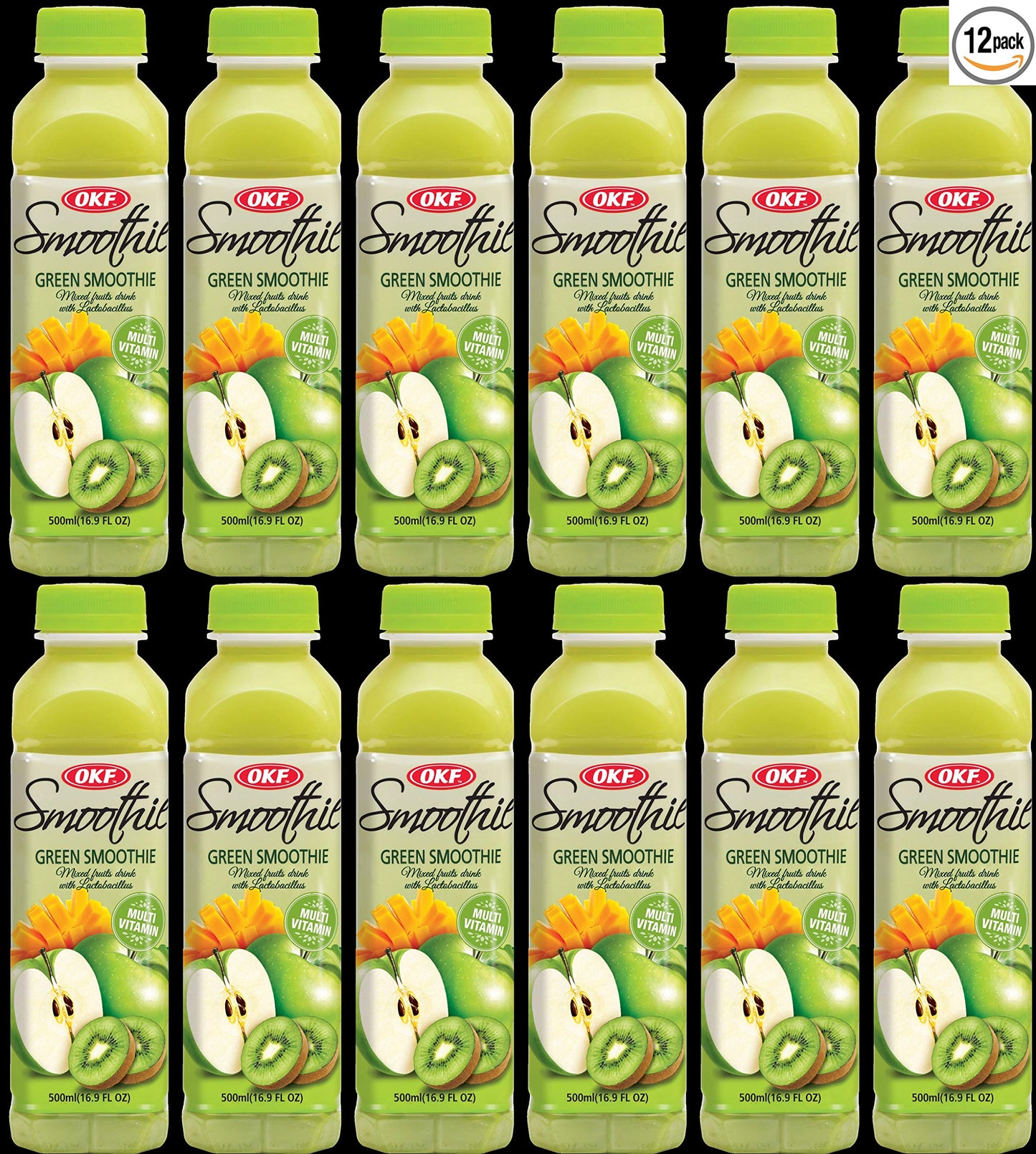 OKF Smoothie, Multi Vitamin enhanced New Drink, 16.9 Fluid Ounce (Green Smoothie, 12 Pack)
