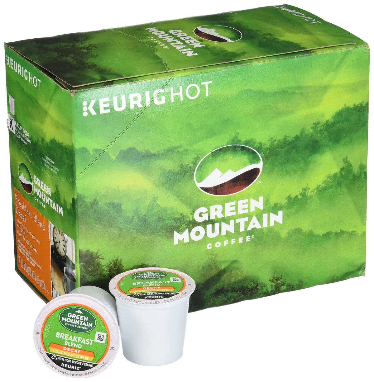 Green Mountain Coffee Decaf Light Roast K-Cup Portion Pack, 24 Count, Compatible with Keurig, Green, Model T7522