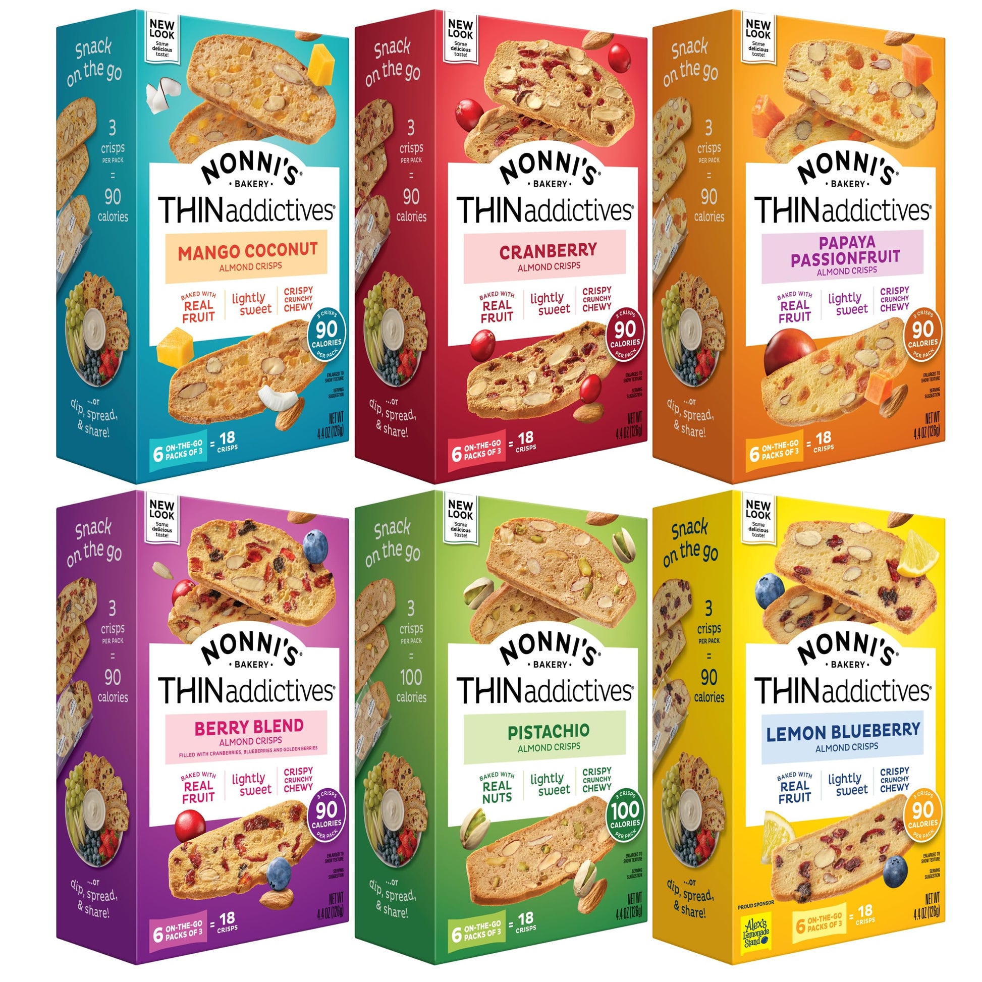THINaddictives Variety 6 Pack - 6 Flavors w/ 18 Cookies Per Box - Sweet & Crunchy Almond Cookie Thins - Biscotti Italian Cookies