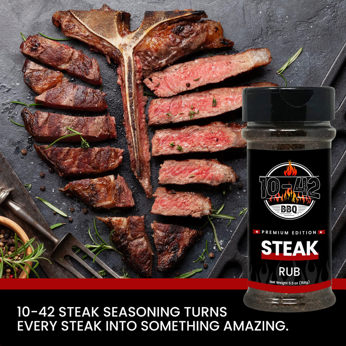 10-42 Bbq Steak Seasoning No Msg, 0 Calorie | Meat Rub & Seasonings For Grilling, Beef & Pork | Grill The Best Steaks, Tomahawk,