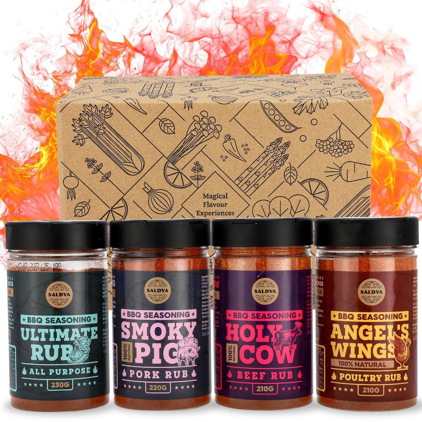 Classic S Of Enhanced Bbq Seasonings - Holy Cow, Angel’S Wings, Smoky Pig, Ultimate Rub Bbq Rubs | Pack Of 4 | 100% Natural | Great Foodie Gift