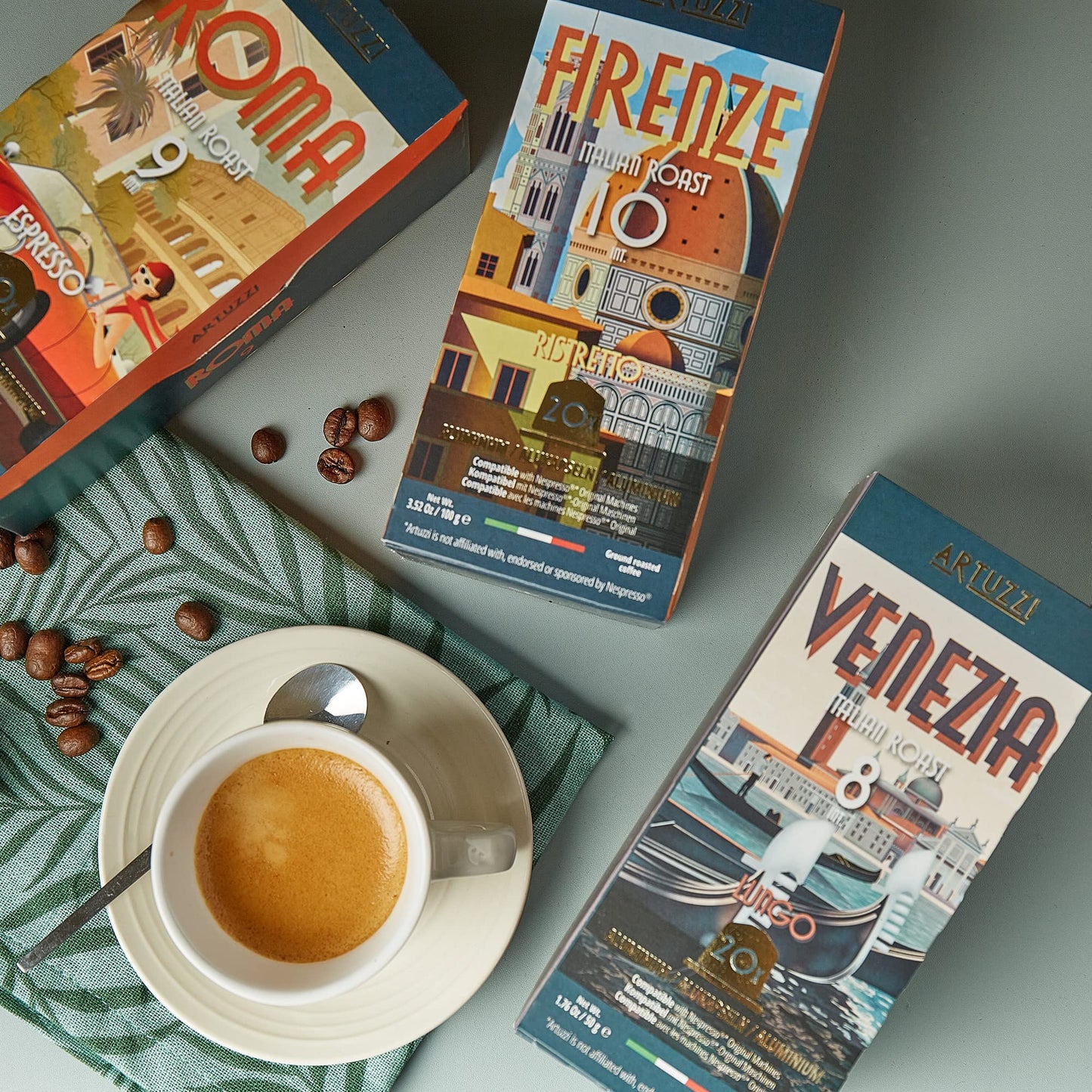 Artuzzi Nespresso Coffee Pods - Espresso Ristretto Lungo Variety Pack, 60 Aluminum compact pieces