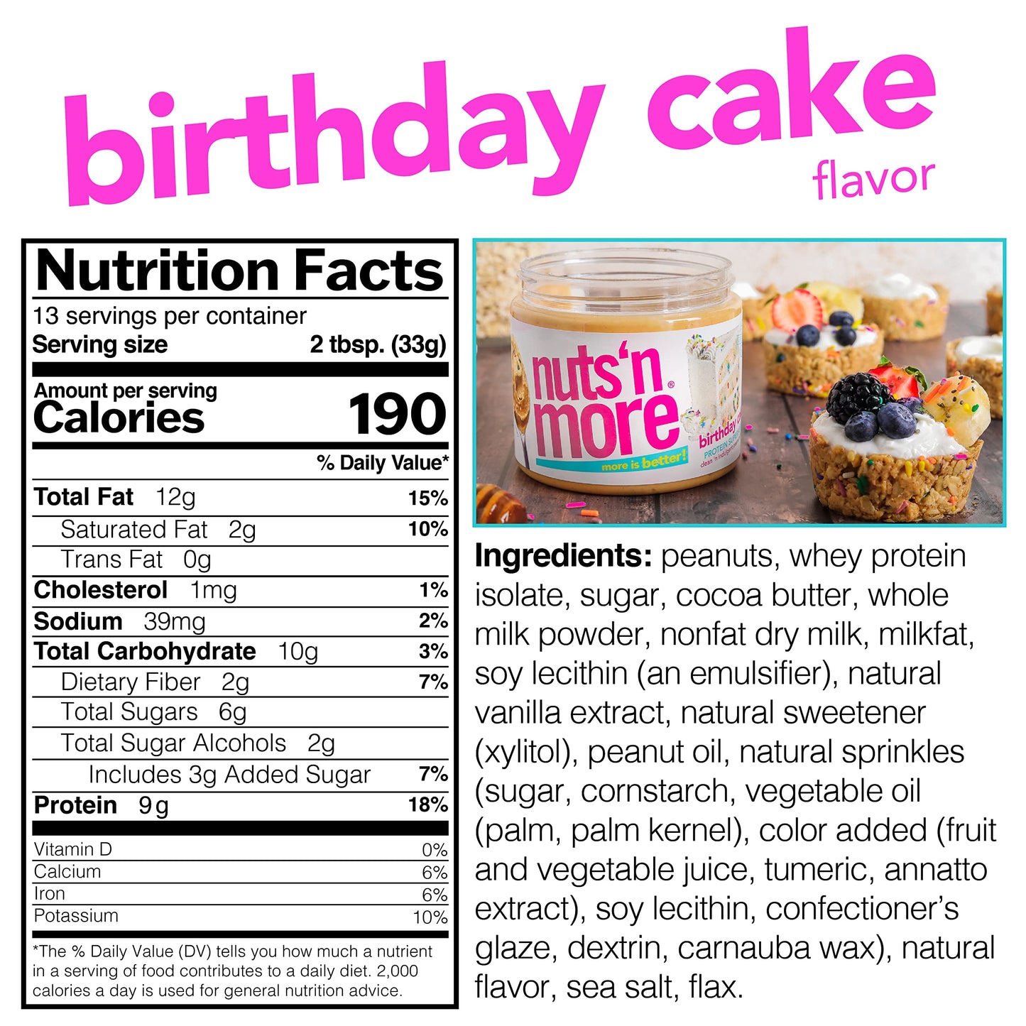 Nuts 'n More - Pb Sprd Birthday Cake - CS of 6-16 OZ (6x16 OZ)