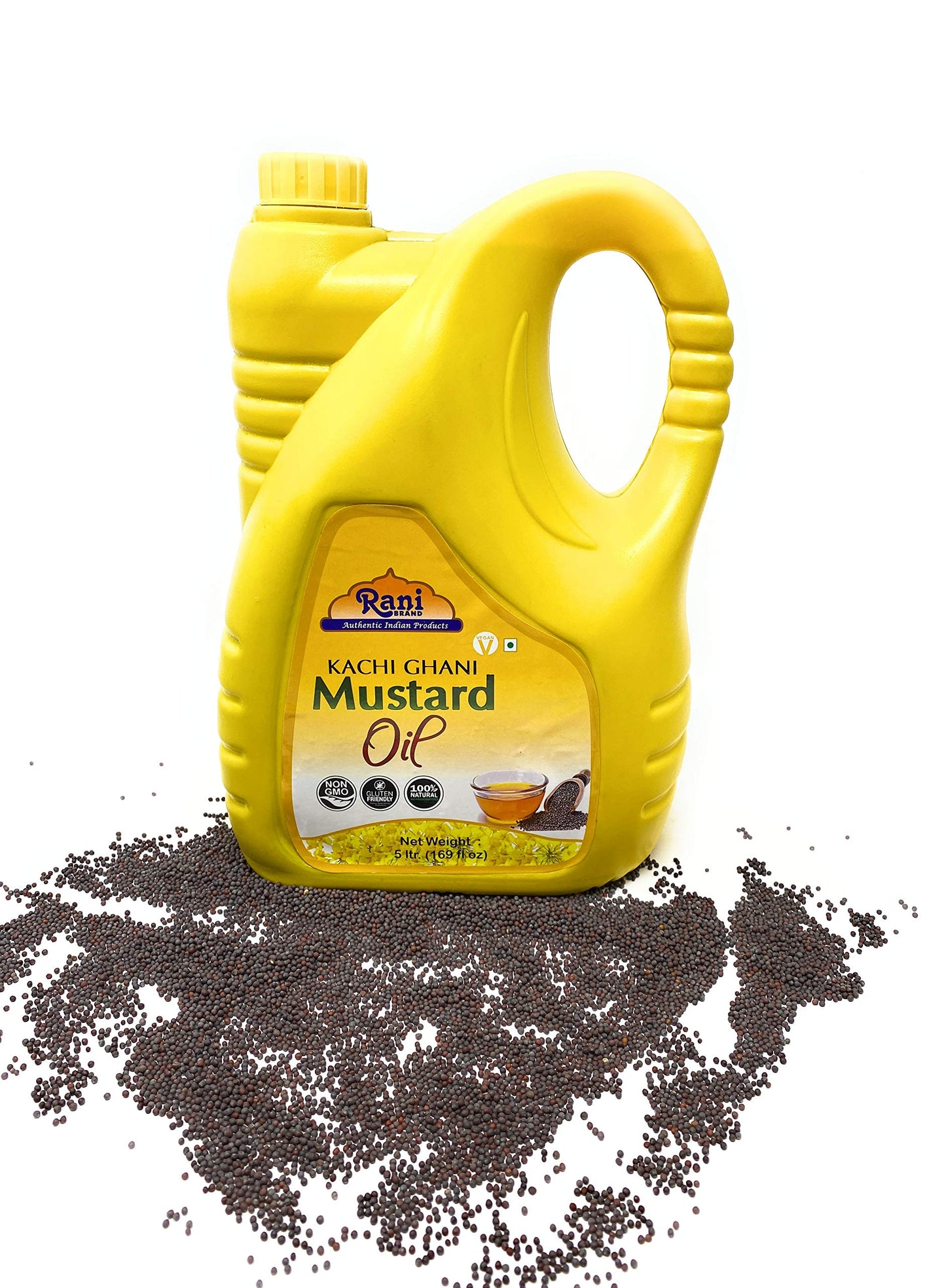 Rani Mustard Oil (Kachi Ghani) 169 Ounce (5 Liter) NON-GMO | Gluten Free | Vegan | 100% Natural | Kosher