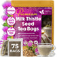 Premium Milk Thistle Tea Bags, 100% Natural & Pure from Milk Thistle Seeds. Milk Thistle Seed Herbal Tea. Milk Thistle Seed Tea. Made with Natural Material Tea Bags. No Sugar, No Caffeine, No Gluten, Vegan.