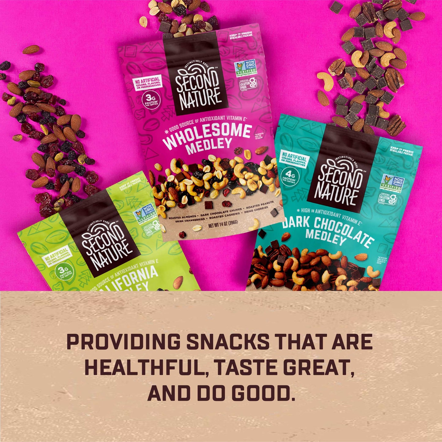 Second Nature Dark Chocolate Medley Trail Mix, 4.5 Oz. Resealable Pouch (Pack Of 12) - Certified Gluten-Free Snack Mix - Dark Ch