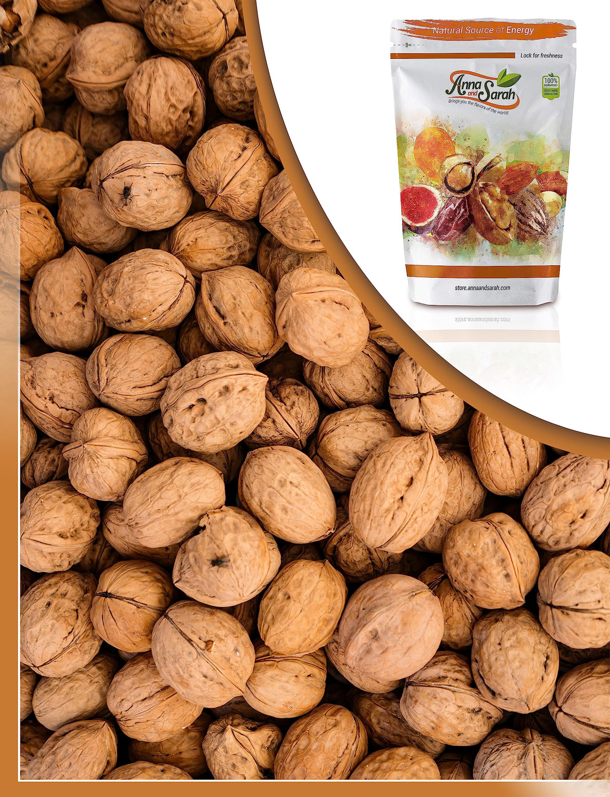 Anna and Sarah Walnuts in Shell - New Crop - Jumbo - Chandler - Natural Shells - Not Bleached (2 Pound)