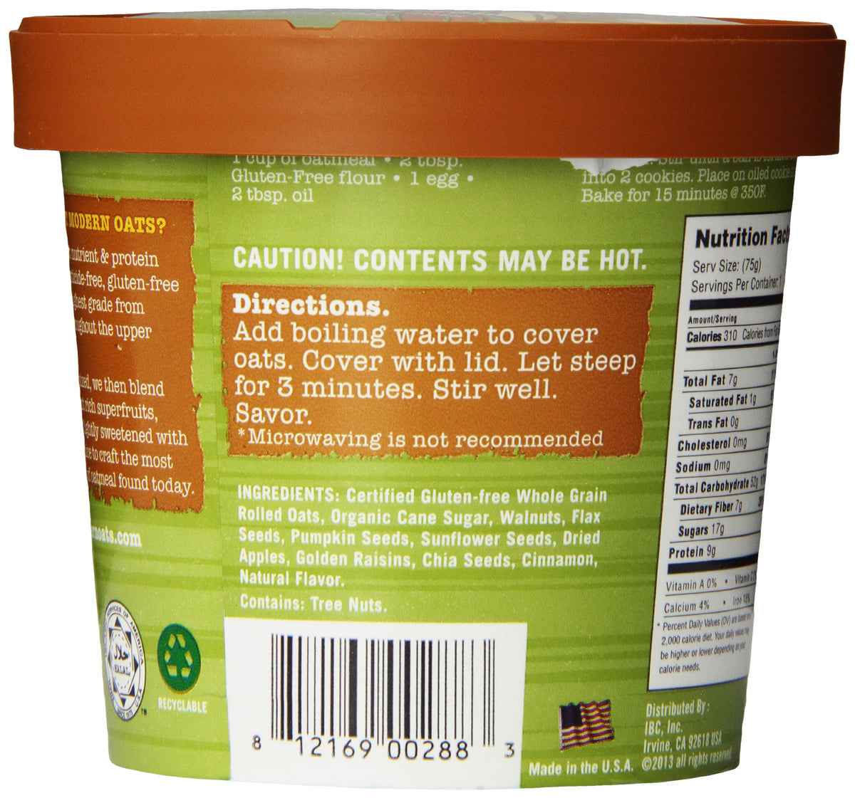 Modern Oats Apple Walnut Oatmeal, 2.6 Ounce (Pack Of 6)