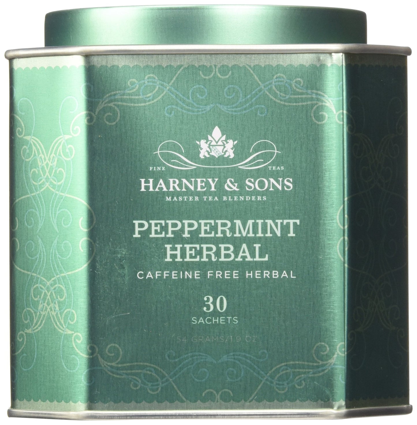 Harney & Sons Peppermint Herbal Tea Sachets, Caffeine-Free, 30 Count, Green, Model 35436