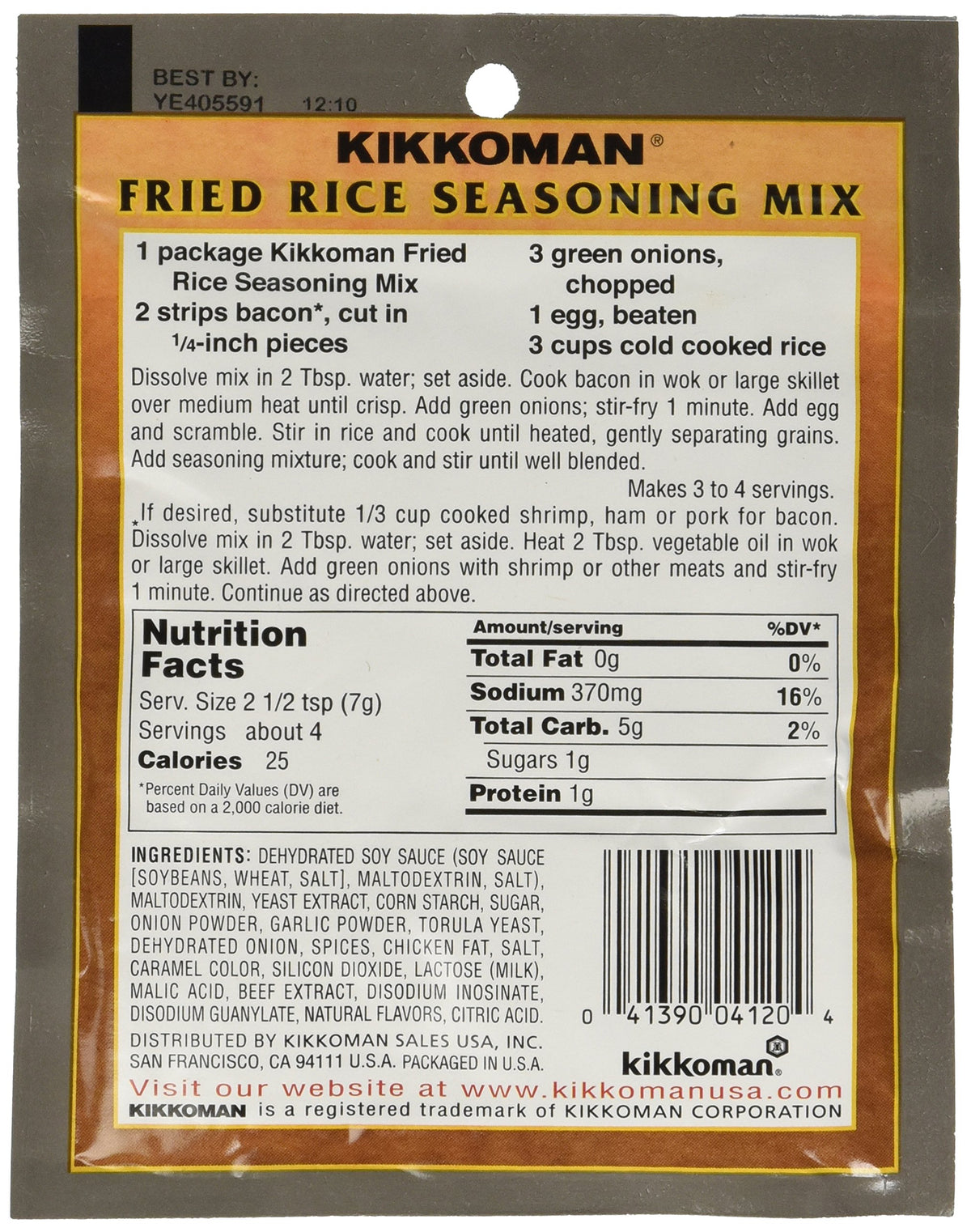 Kikkoman Fried Rice Seasoning Mix, 1-Ounce Pack (Pack of 24)