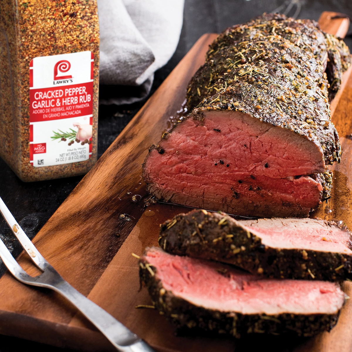 Lawrys  Ed Pepper, Garlic & Herb Rub, 24 Oz - One 24 Ounce Container Of Garlic Pepper Rub For A Peppery Spicy Flavor, Perfect Seasoning For Beef And Pork