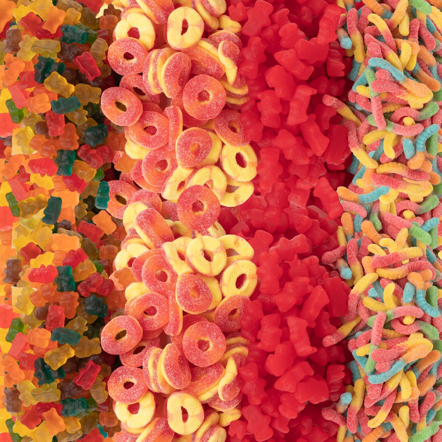5 lb Bulk Gummy Candy Box - Includes Gummi Bears, Cinnamon Bears, Sour Gummy Worms, and Gummi Peach Rings - Fun Variety Mix for