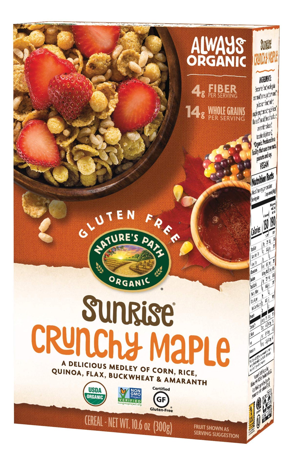 Nature s Path Organic Sunrise Crunchy Maple Cereal, 10.6 oz (Pack of 12), Gluten Free, Non-GMO