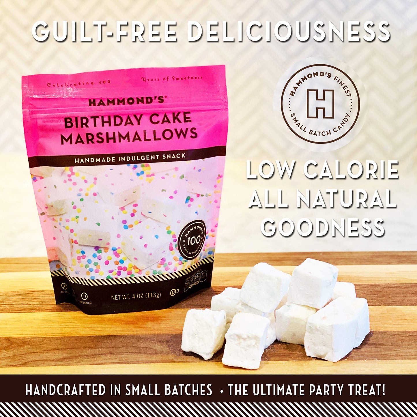 H nds Candies Gourmet Marshmallows - Birthday Cake, Gluten-Free, Kosher, Pack of 2