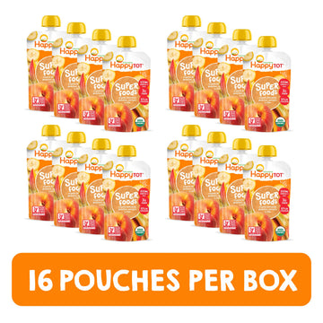 Happytot Organics Stage 4 Baby Food Pouches, Gluten Free, Vegan Snack, Superfoods Fruit & Veggie Puree, Bananas, Peaches, Mangos & Chia, 4.22 Ounce (Pack Of 16)