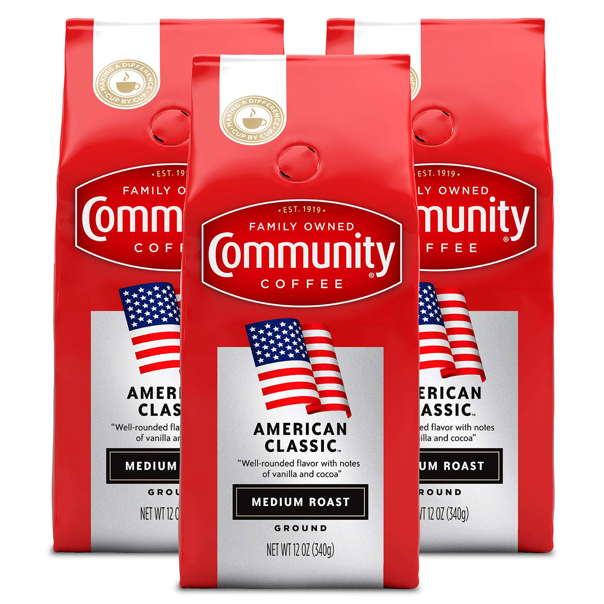 Community Coffee American Classic Ground Coffee Medium Roast, 12 Ounce Bag (Pack Of 3)