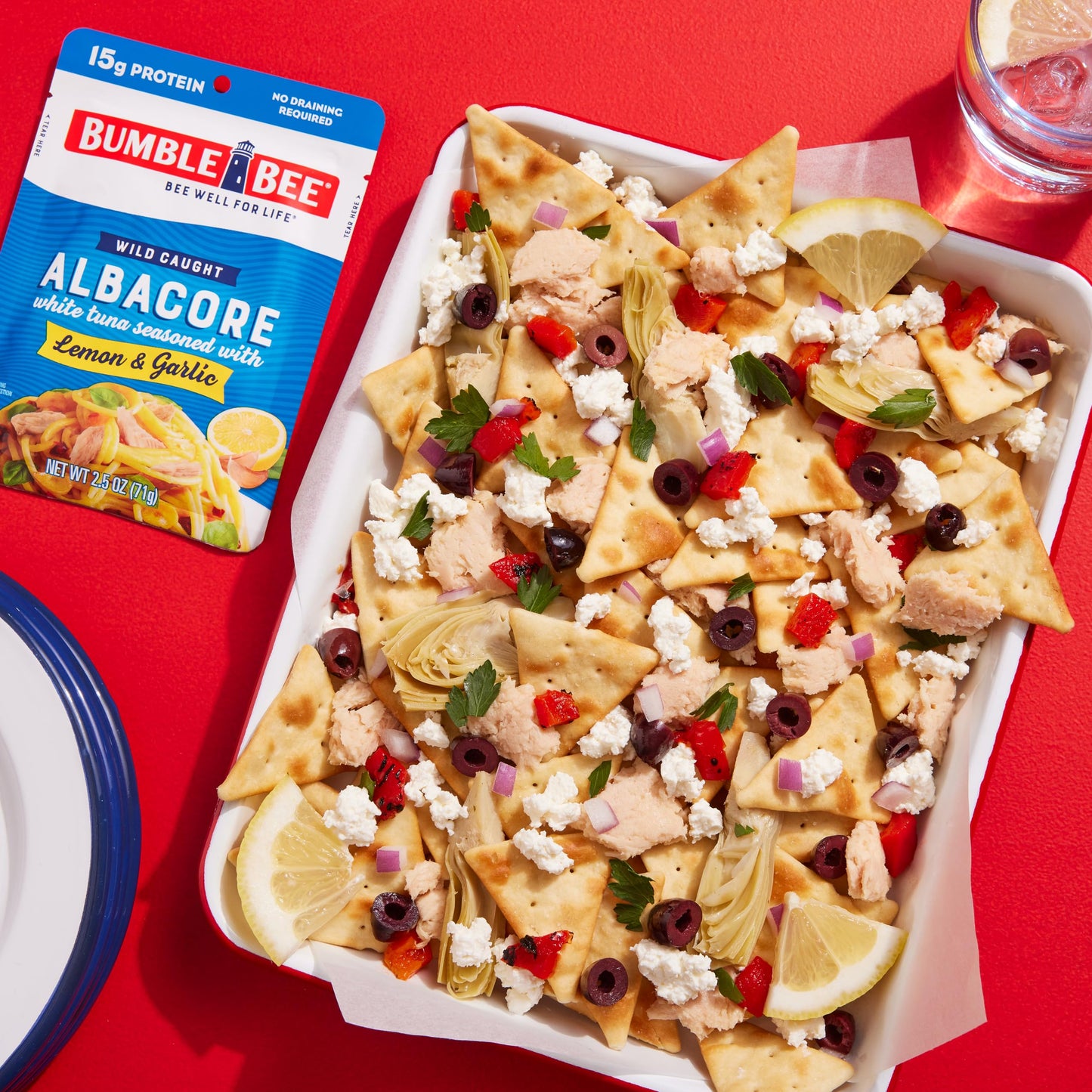 Bumble Bee Albacore Tuna in Water, Lemon & Garlic, 2.5 oz Pouch, Pack of 12, Non-GMO, Gluten Free, High in Omega-3s