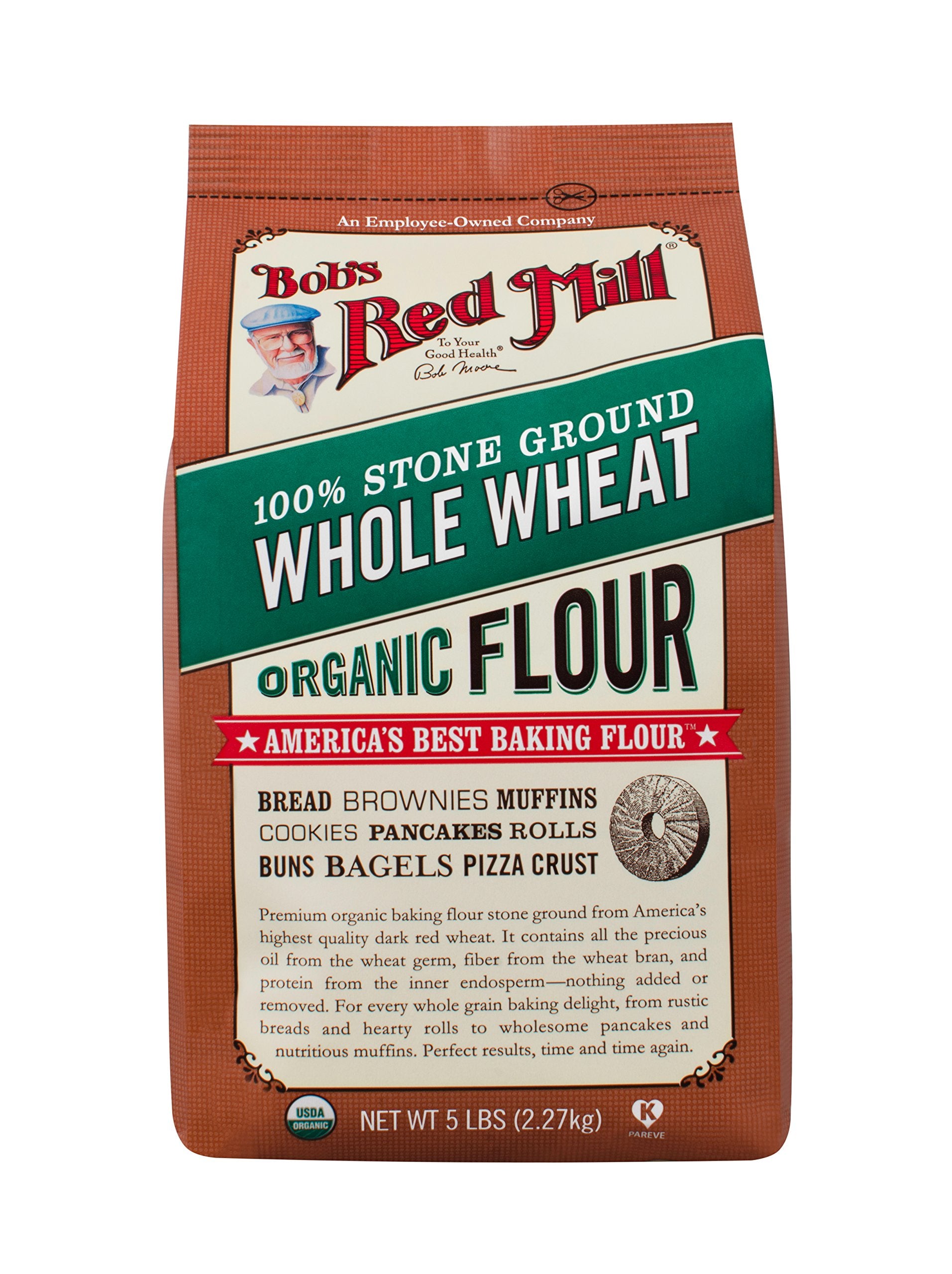 Bob'S Red Mill Organic Whole Wheat Flour, 5 Lb (Pack Of 4)