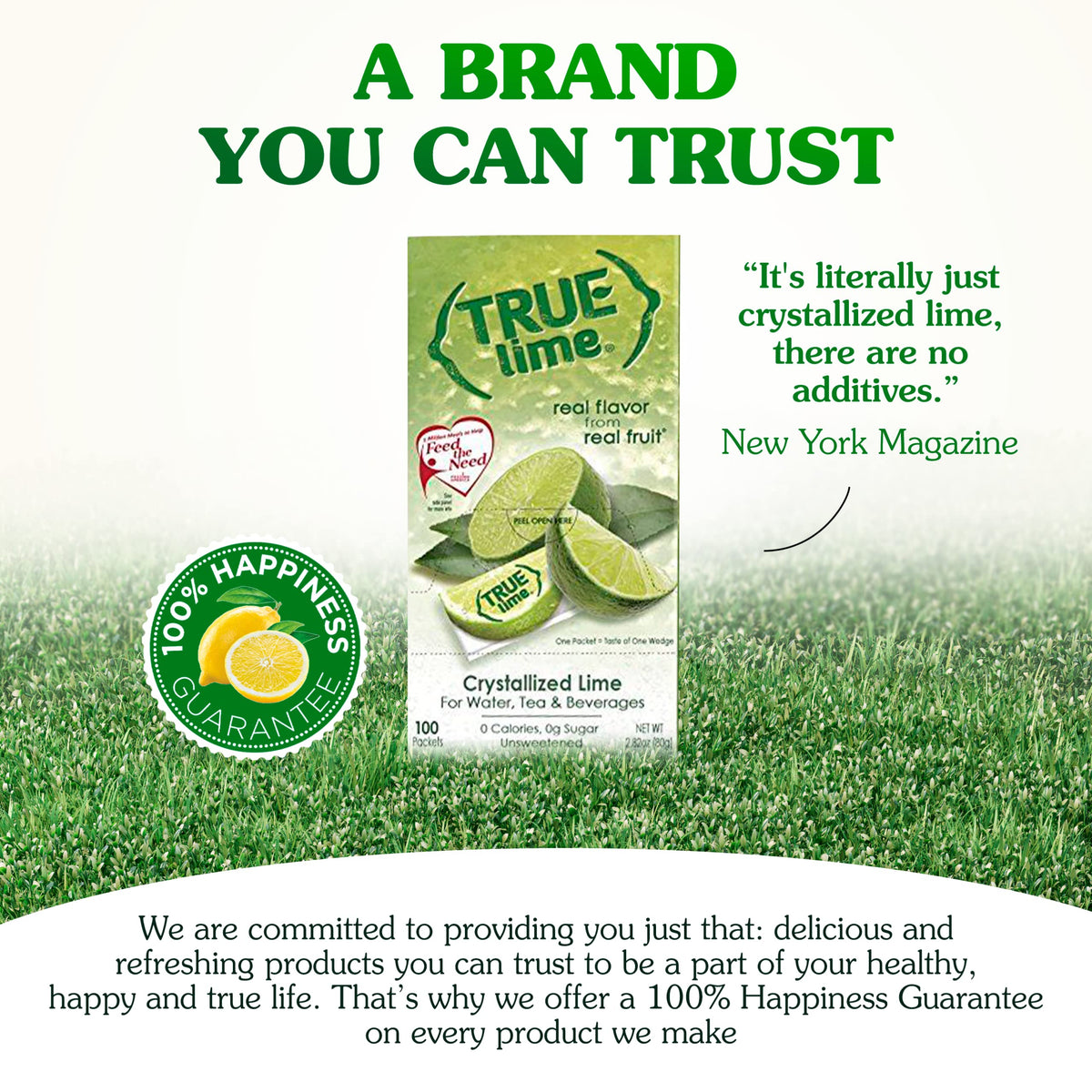 True Citrus TRUE LIME Water Enhancer, 100 Packets, 0 Calorie, Sugar Free Lime Flavor, 2.82 Ounce Dispenser Pack
