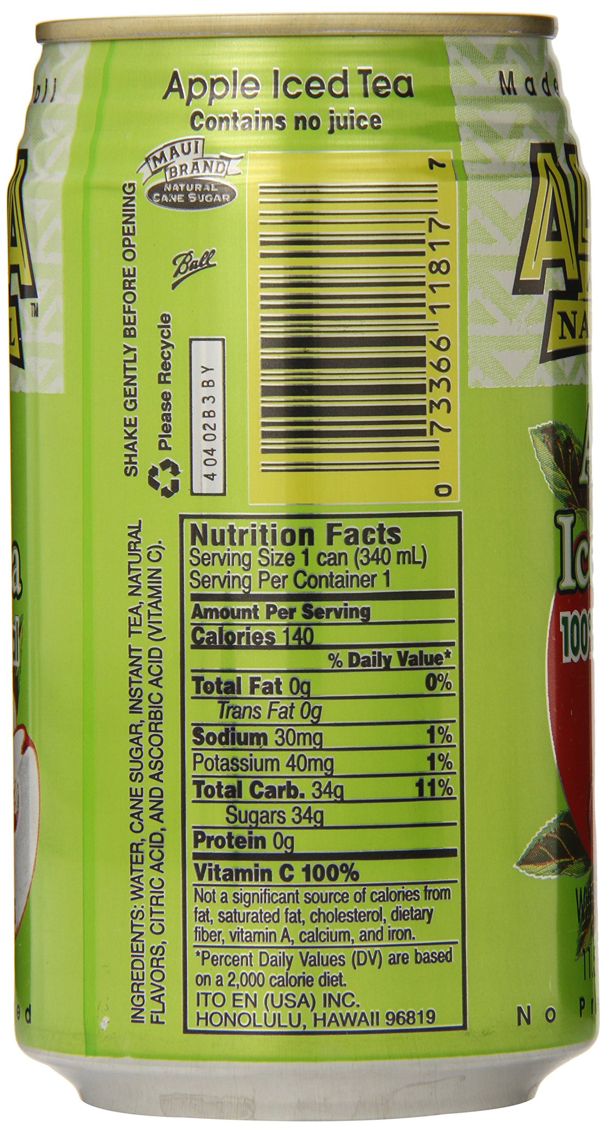 Aloha Maid Natural Iced Tea, Apple, 11.5 Ounce (Pack Of 24)