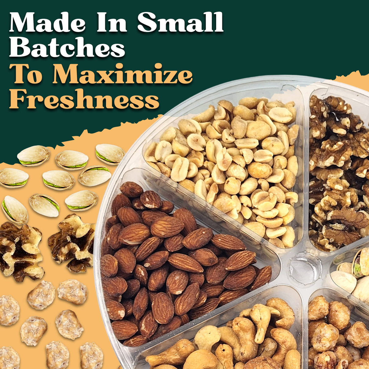 Simple Orchards Gourmet Nuts Gift Basket - 2.2 LB Assorted Nuts in Green Box - Perfect for Mothers Day, Birthdays, Sympathy