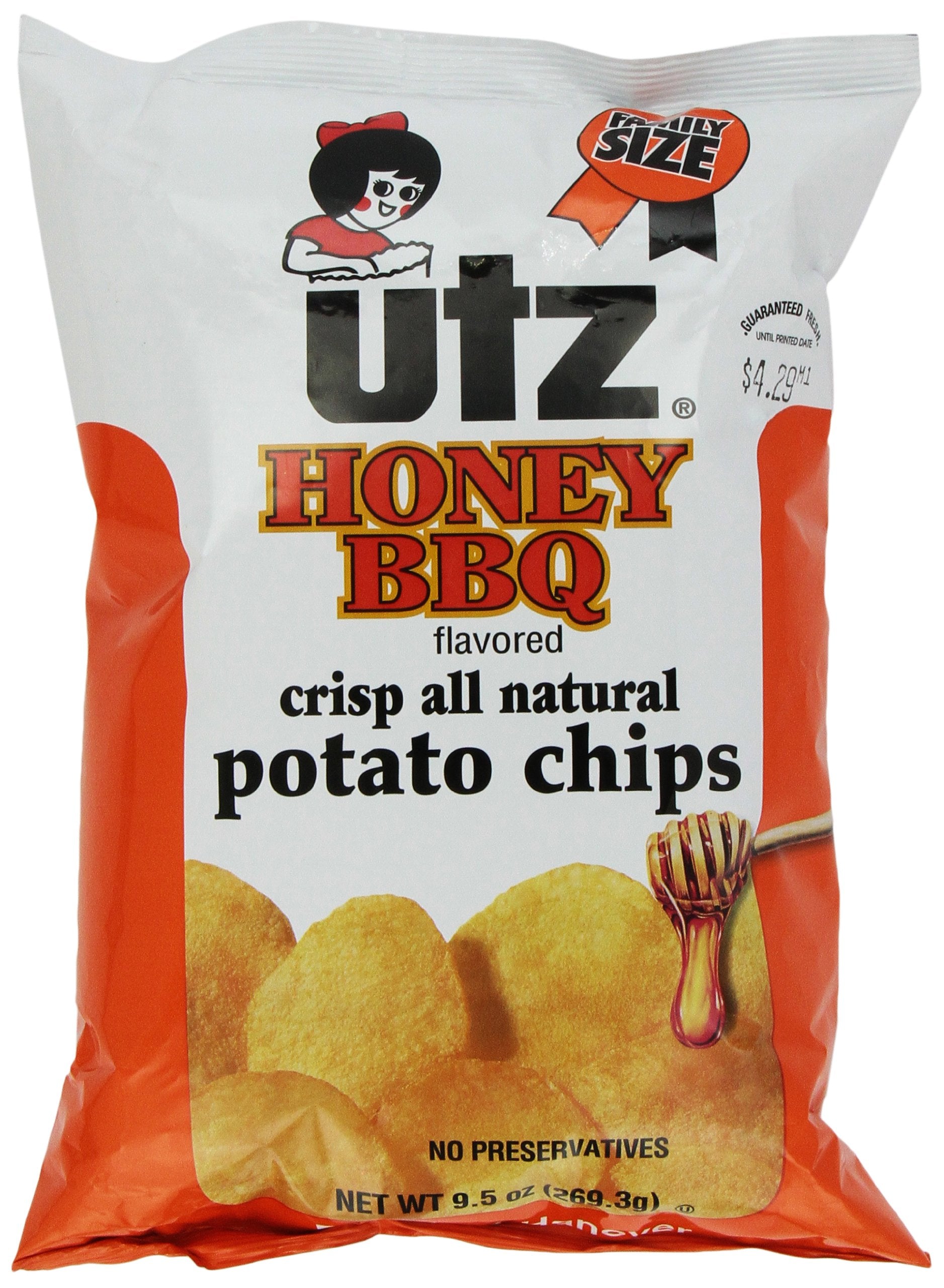 Utz Honey Barbeque Potato Chips, 9.5 oz