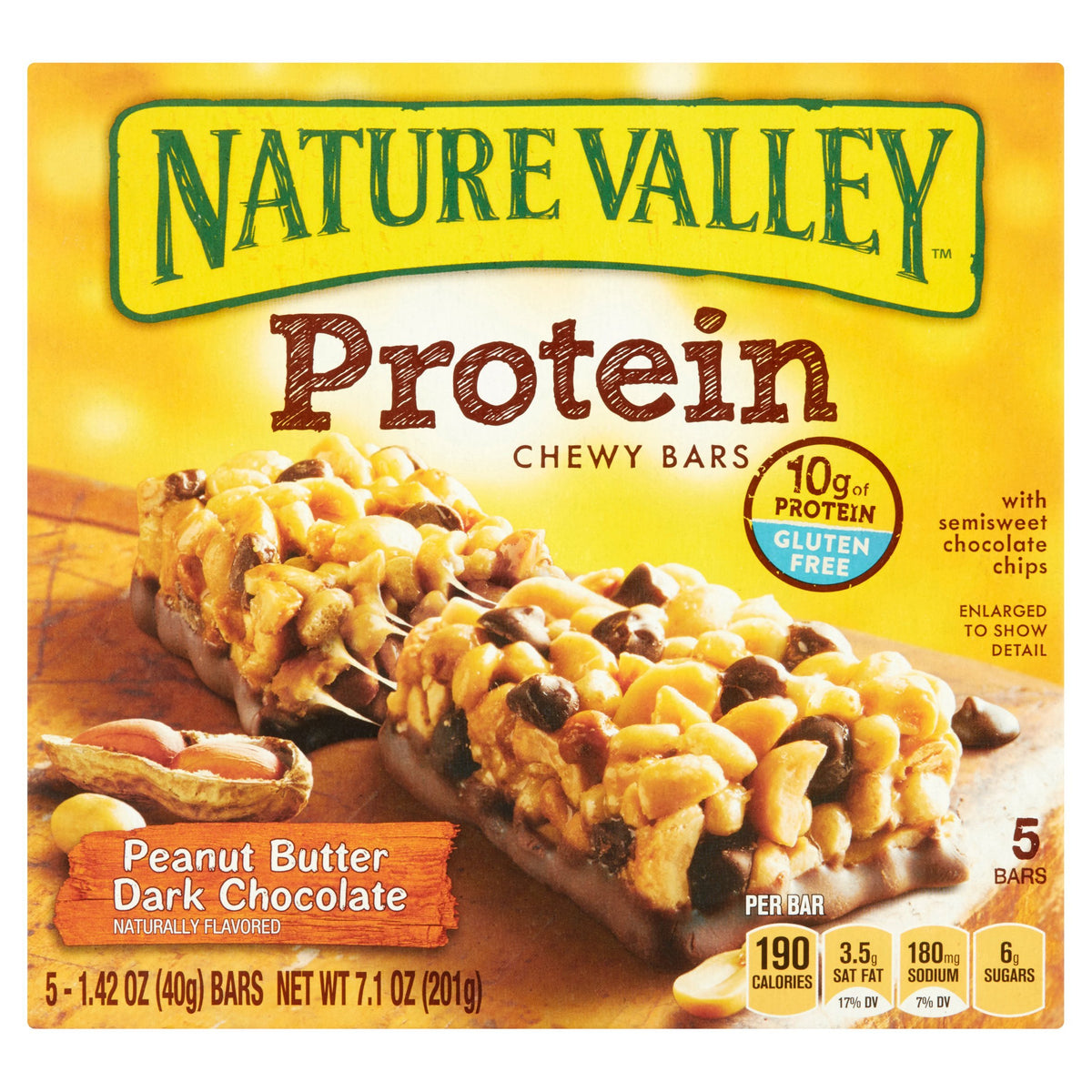 Nature Valley Protein Chewy Bars, Peanut Butter Dark Chocolate, 5 Bars (Pack Of 3)