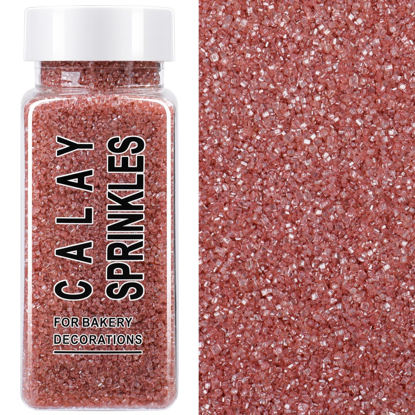 Rose Gold Sanding Sugar Sprinkles, 4.6 oz Edible Sparkling Sugar Crystals for Baking Topping, Cupcakes, Cookies, Ice Cream & Cak
