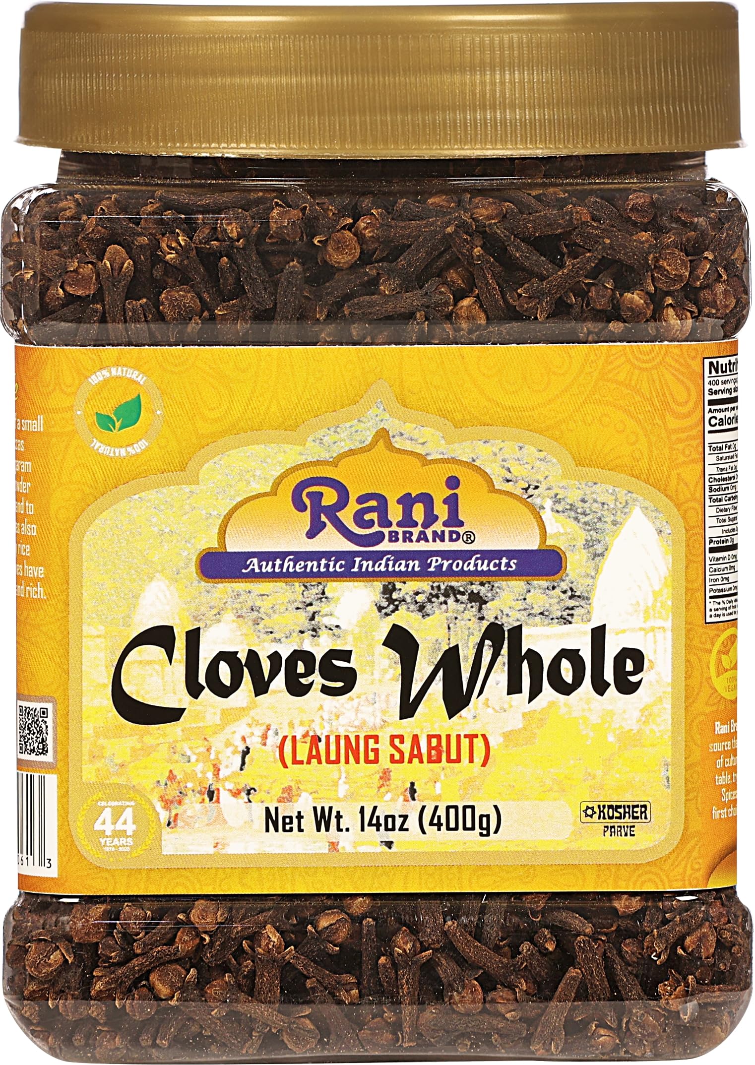 Rani Cloves Whole (Laung) 14oz (400g) Great for Food  Tea  Pomander Balls and Potpourri  Hand Selected  Spice  Bulk PET Jar ~ All Natural | NON-GMO | Kosher | Vegan | Gluten Friendly | Indian Origin