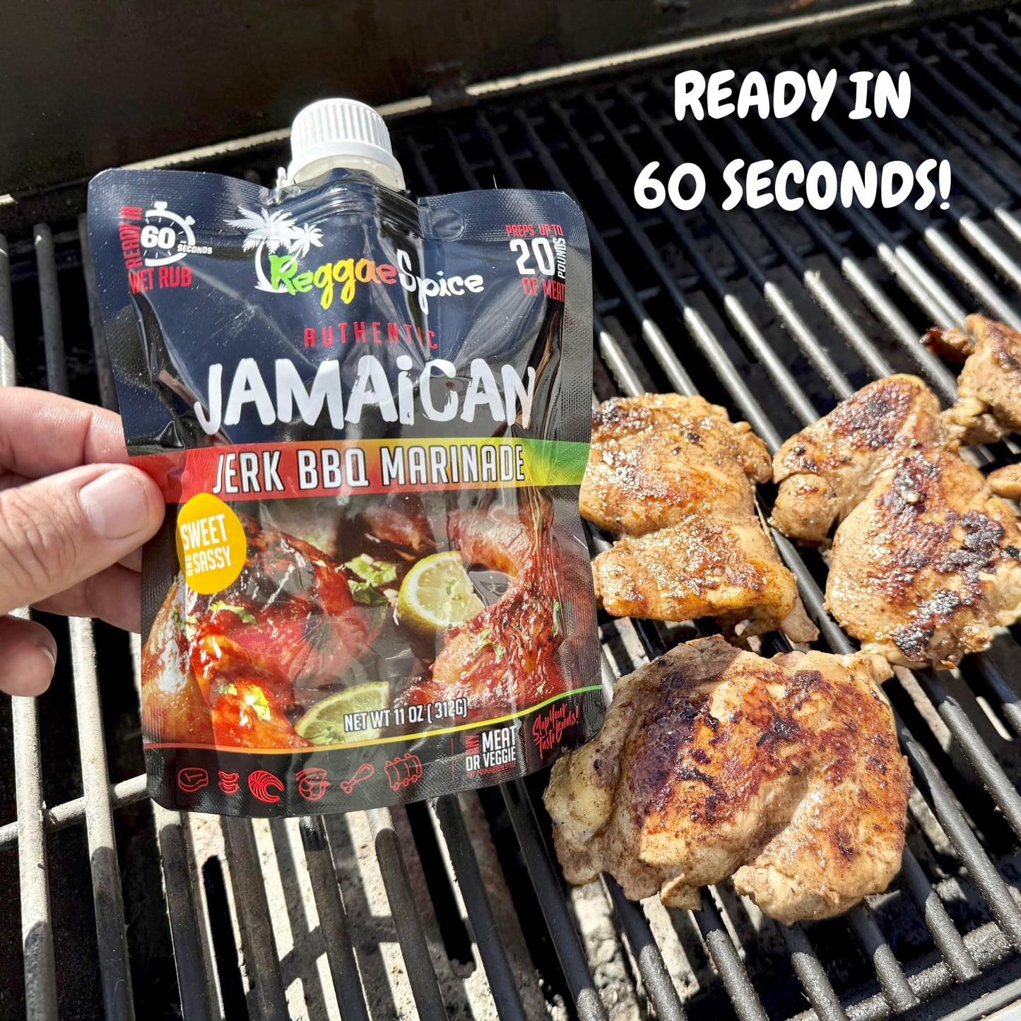 REGGAE SPICE Jamaican Jerk Seasoning Authentic Wet Rub Marinade Sauce - Perfect for Beef, Pork, Chicken, Seafood, and Vegetables
