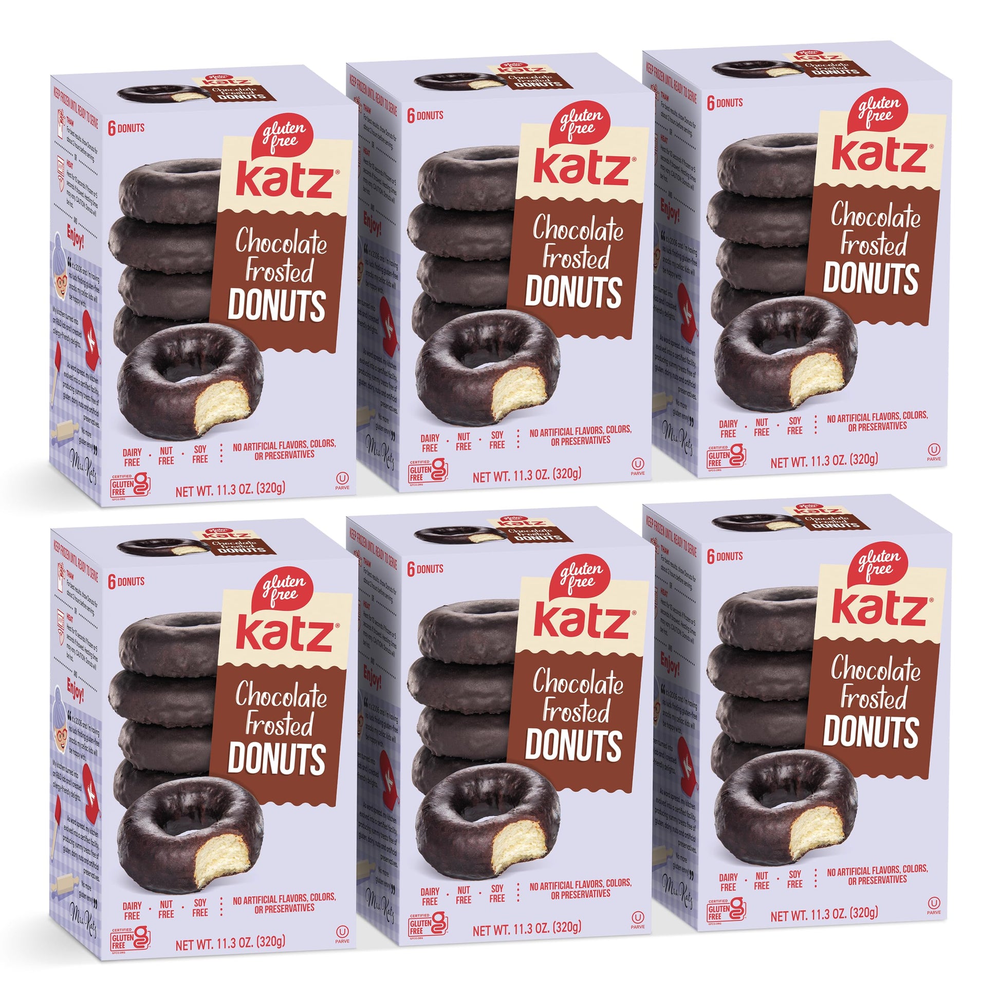 Katz Gluten Free Chocolate Frosted Donuts. Dessert Snack, Free of Soy, Sesame, Dairy, and Nuts. Kosher 11.3oz (6pk)