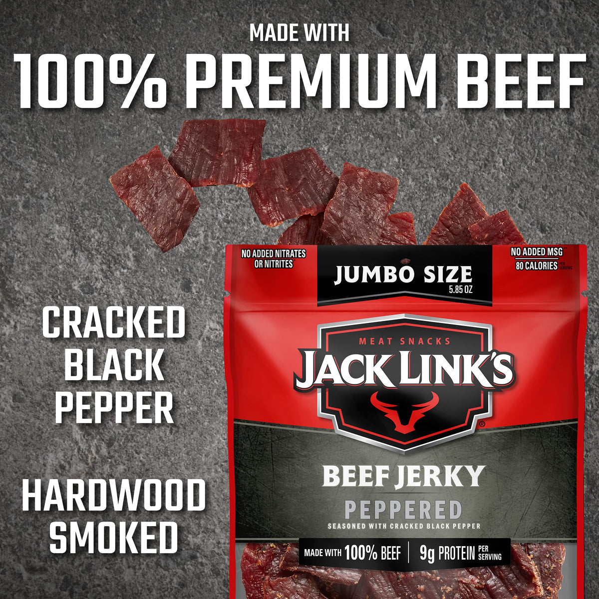Jack Links Beef Jerky, Peppered, 5.85oz, Original, 5.8 Ounce (Pack of 1)