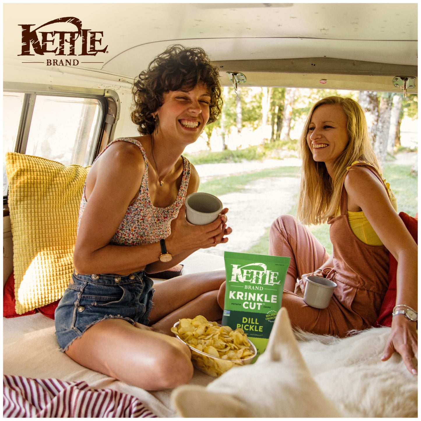 Kettle Brand Potato Chips, Krinkle Cut, Dill Pickle Kettle Chips, 7.5 Oz